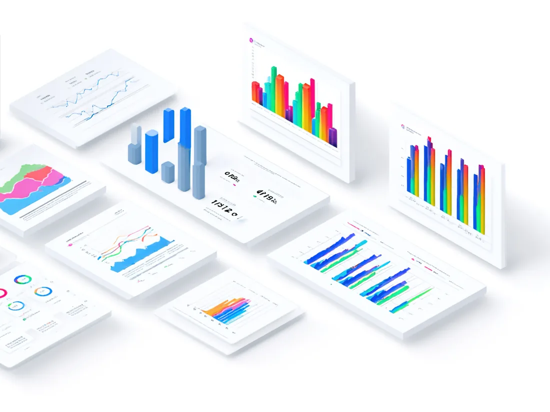 A laptop displaying a business analytics dashboard with charts and metrics